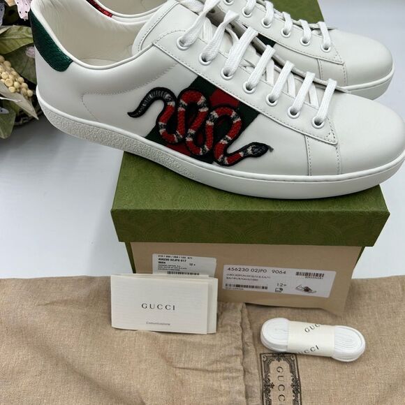 Men’s Gucci ace snake embroidered leather sneakers size 12.5 made in Italy - Picture 6 of 11